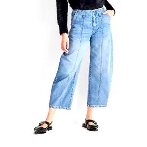 COPY - Women's Mid-Rise Barrel Leg Jeans - Future Collective Medium Wash